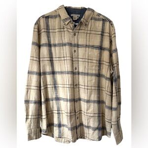 Carbon 2 Cobalt Men’s Flannel Long Sleeve Button Down Blue And Cream Size Large